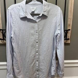 Sigrid Olsen Light Blue Striped Shirt linen M